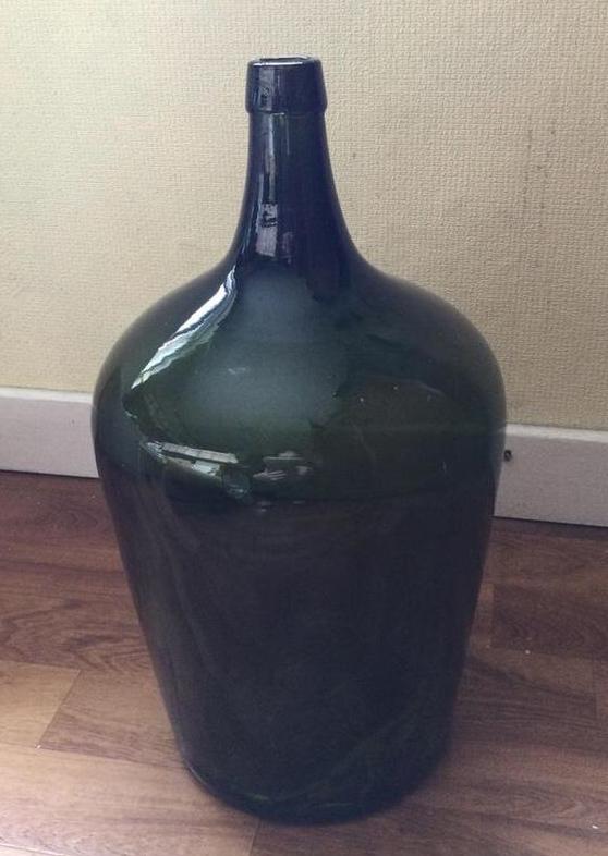 Groene vintage vaas dame-jeanne - +/_ 47 cm, Ophalen of Verzenden, Gebruikt