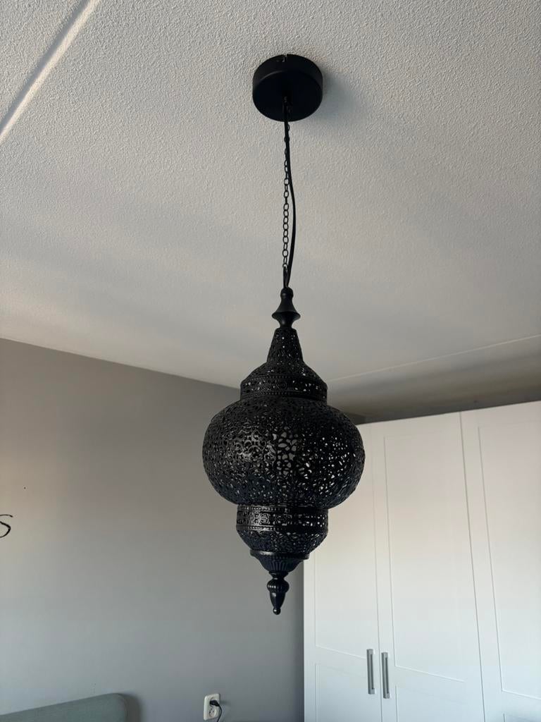 Mooie zwarte Arabische hanglamp, Huis en Inrichting, Ophalen of Verzenden, Zo goed als nieuw