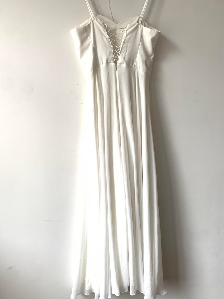 Robe blanche cocktail ou mariage création artisanale Paris, Enlèvement ou Envoi, Comme neuf, Blanc