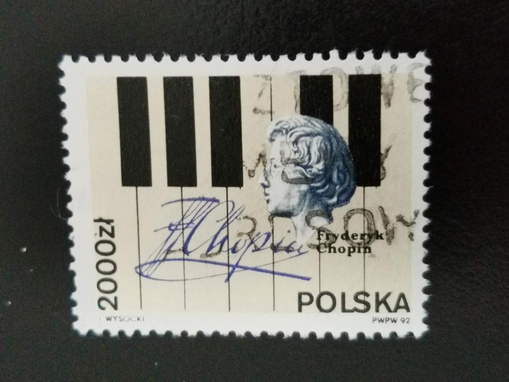 Pologne 1992 - Frédéric Chopin, touches de piano, musique, Enlèvement ou Envoi, Pologne, Affranchi