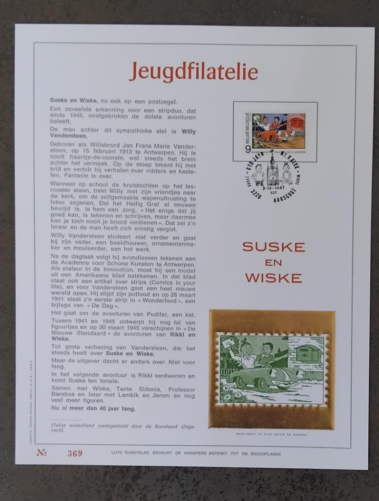 Année 1987 : Carte souvenir or/gold fdc - 2264 - Bob et Bobe, Timbres & Monnaies, Enlèvement