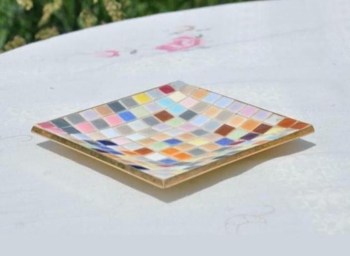 § vide poche vintage mosaique sur laiton annees70, Enlèvement ou Envoi
