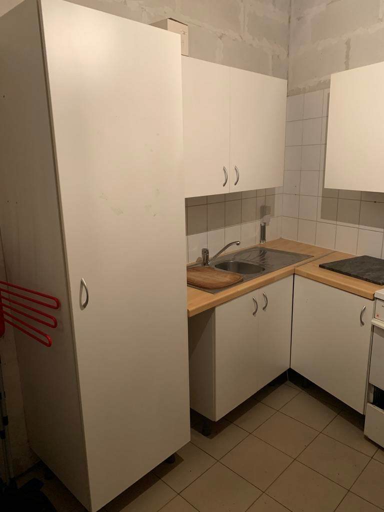Keuken - wit melamine - 340 cm lang, Ophalen, Gebruikt, Overige materialen, Wit