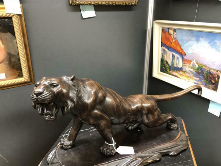 Bronzen tijger met donkere patina. Genryusai Seiya, Ophalen