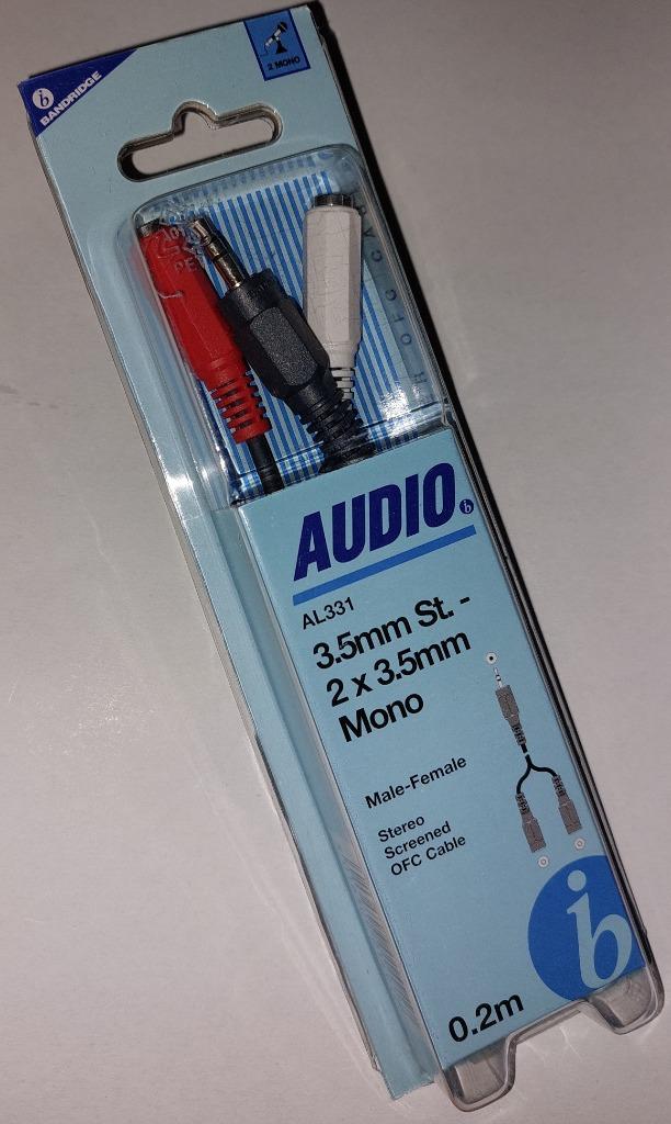 Adaptateur fiche Jack mâle 3,5 mm Stéréo vers Double Mono Fe, Enlèvement ou Envoi, Neuf, Autres câbles