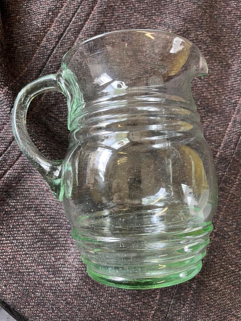Cruche en verre verte début XXe, Antiquités & Art, Enlèvement ou Envoi