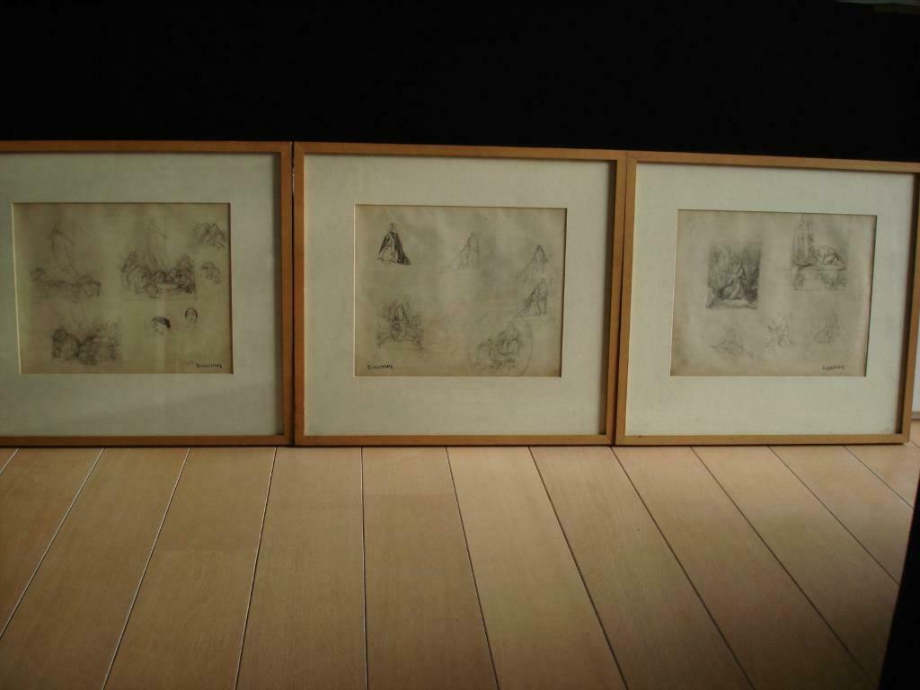 Jules SCHMALZIGAUG °1882-1917 3x studie schets recto verso, Ophalen