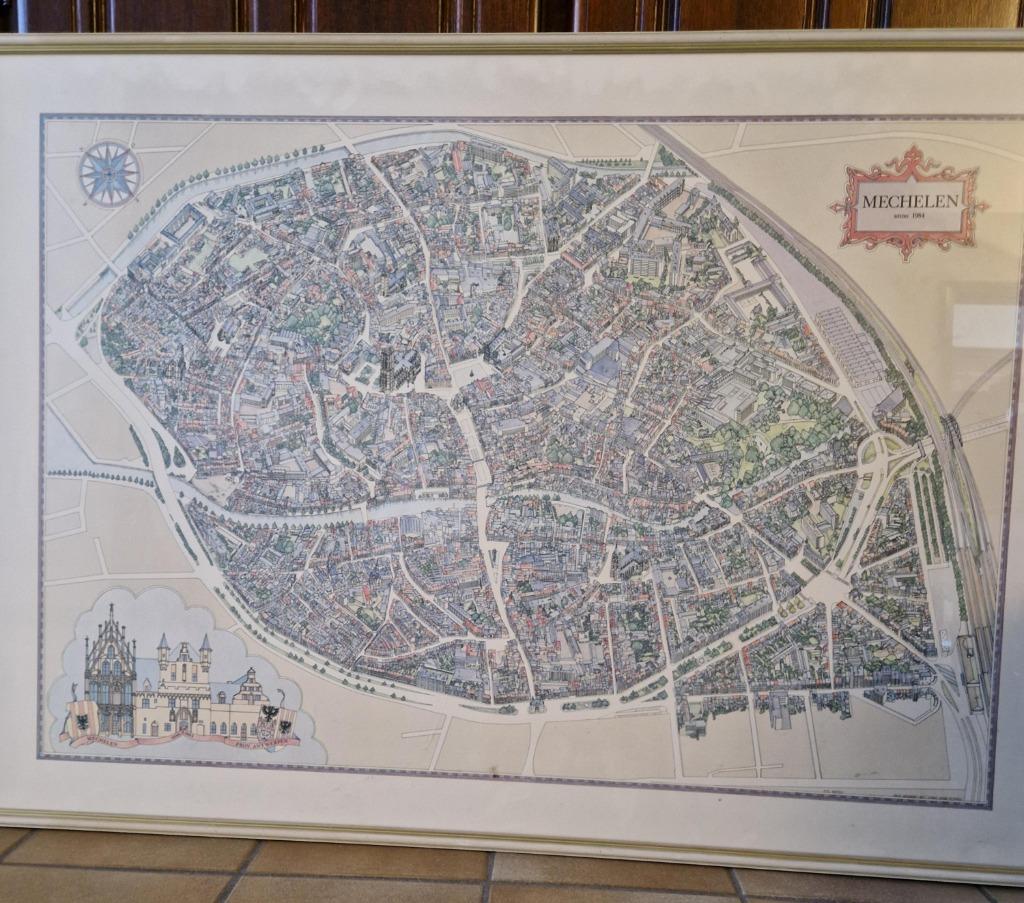 Gekleurde pentekening Mechelen stadsplan anno 1984, Ophalen