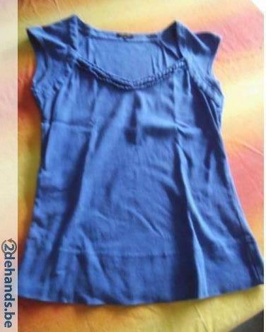 [1274]t-shirt caroline biss maat 38, Maat 38/40 (M), Blauw, Ophalen of Verzenden, Korte mouw