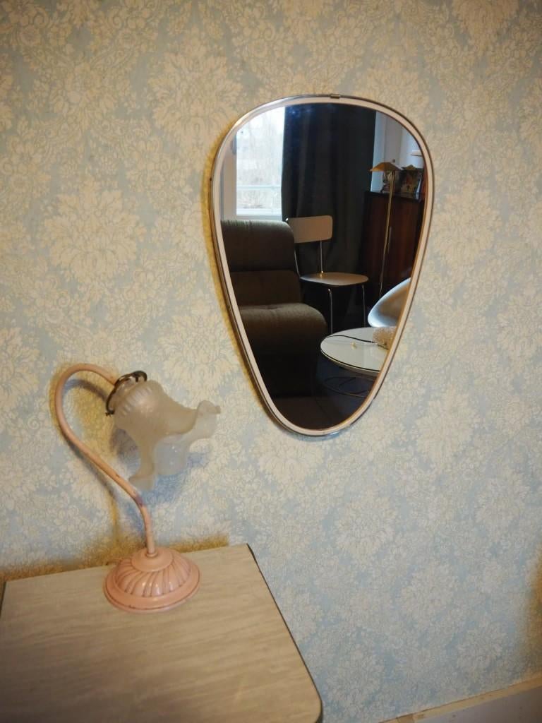 Mid-century messing spiegel, 1960s, Ophalen, Minder dan 50 cm, Zo goed als nieuw, Minder dan 100 cm