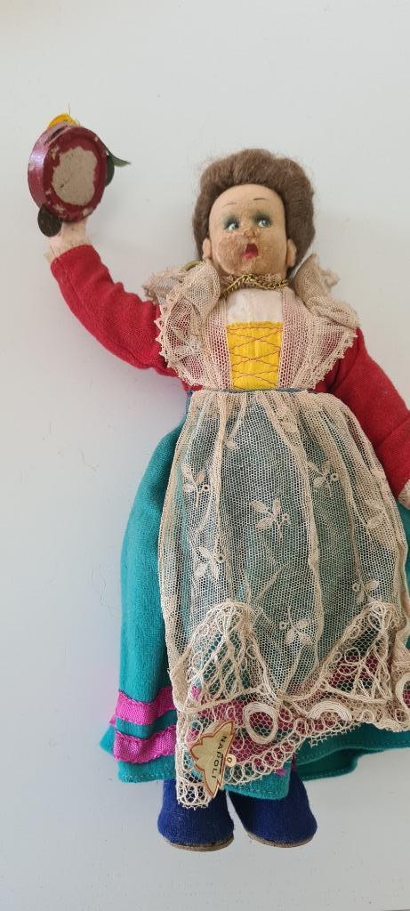Vintage costume doll with tambourine, 1950s 1940s,, Ophalen of Verzenden, Pop