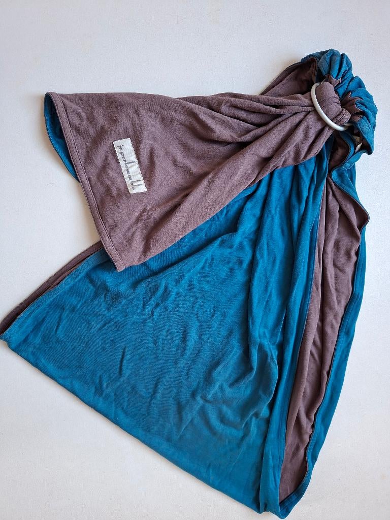JE PORTE MON BEBE - Echarpe de portage sling bleu/brun, Overige merken, Draagdoek, Gebruikt, Ophalen of Verzenden