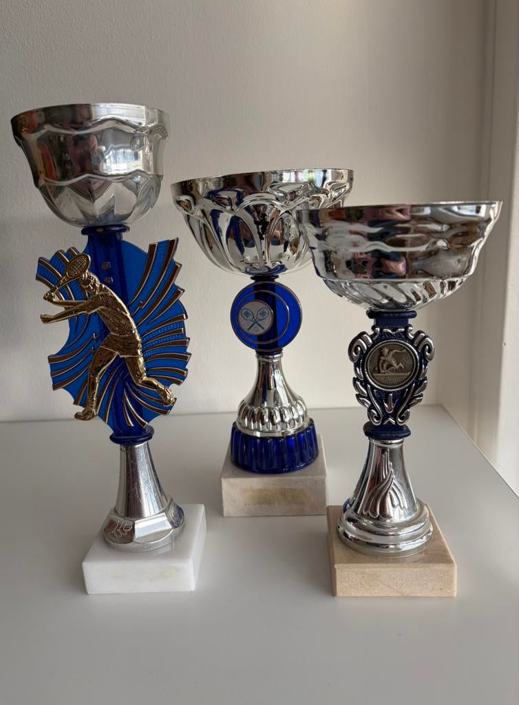 Trofee / beker tennis (set 6), Ophalen of Verzenden, Zo goed als nieuw