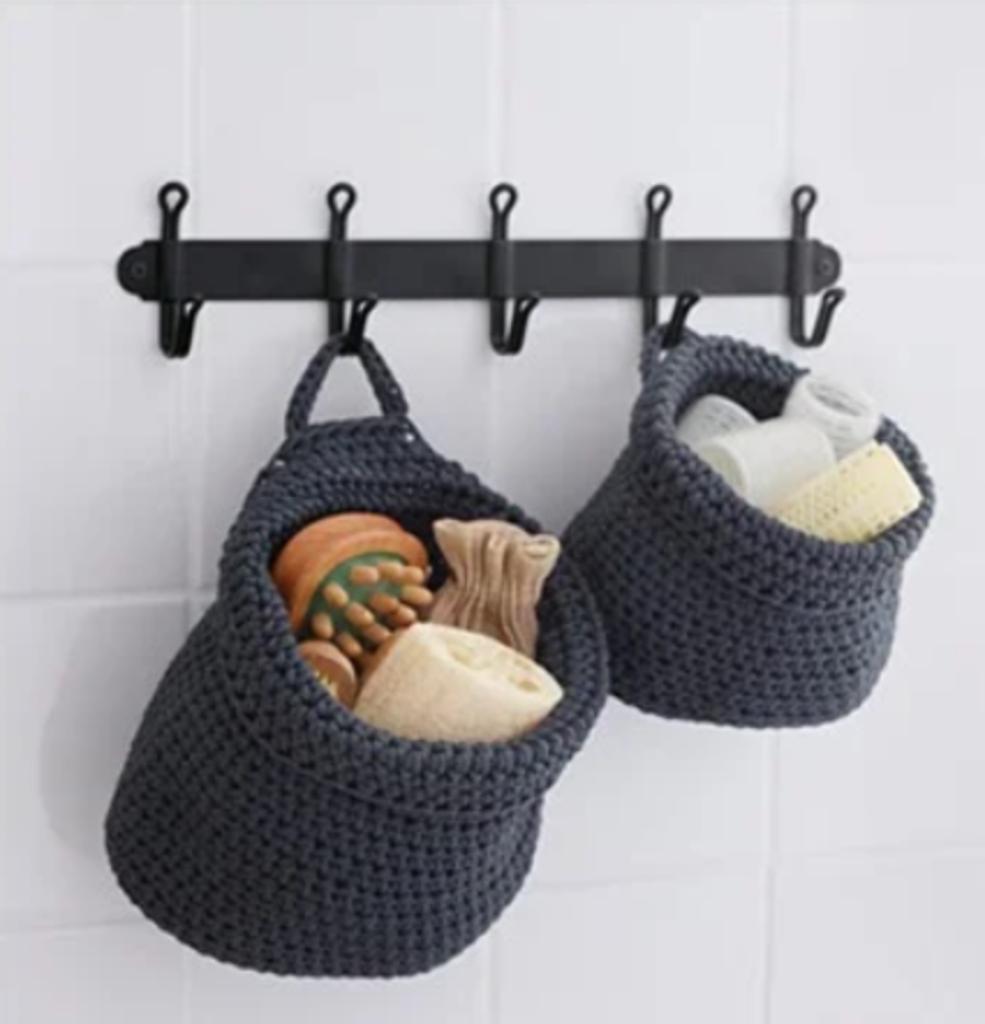 Paniers gris bleus crochetés à la main IKEA série Nordrana, Huis en Inrichting, Woonaccessoires | Schalen en Manden, Zo goed als nieuw