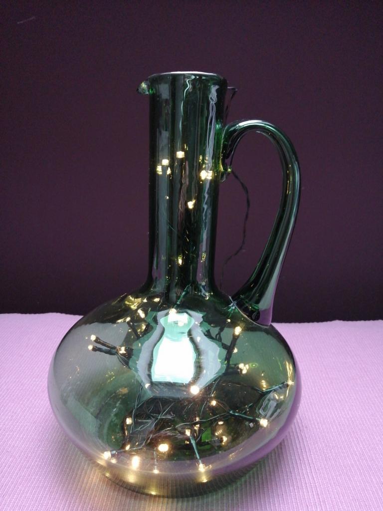 Vintage groene glazen karaf /wijnkruik, Antiek en Kunst, Ophalen of Verzenden