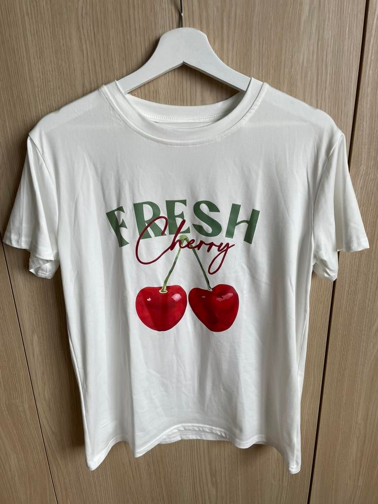 T-Shirt Kers Wit Maat M NIEUW, Kleding | Dames, Maat 38/40 (M), Wit, Nieuw, Ophalen of Verzenden