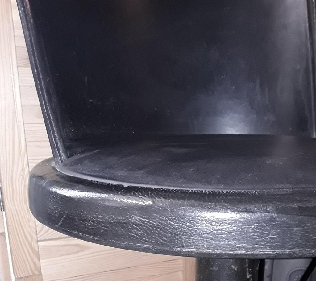 vintage barkruk zwart leder, Ophalen, Gebruikt