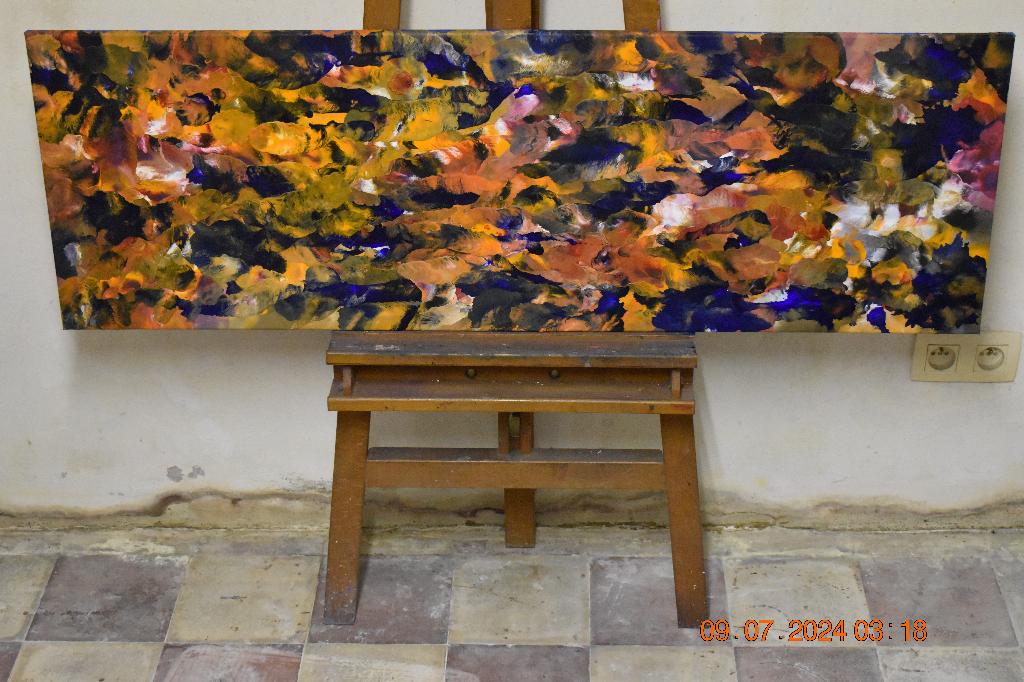 Abstract schilderij, serie nr. (69) van Joky Kamo, Antiek en Kunst, Ophalen, Gesigneerd, Olieverf, Abstract