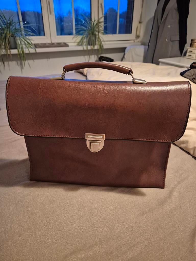 Vintage bruine aktentas, Ophalen, Zo goed als nieuw, Bruin, Aktetas of Boekentas