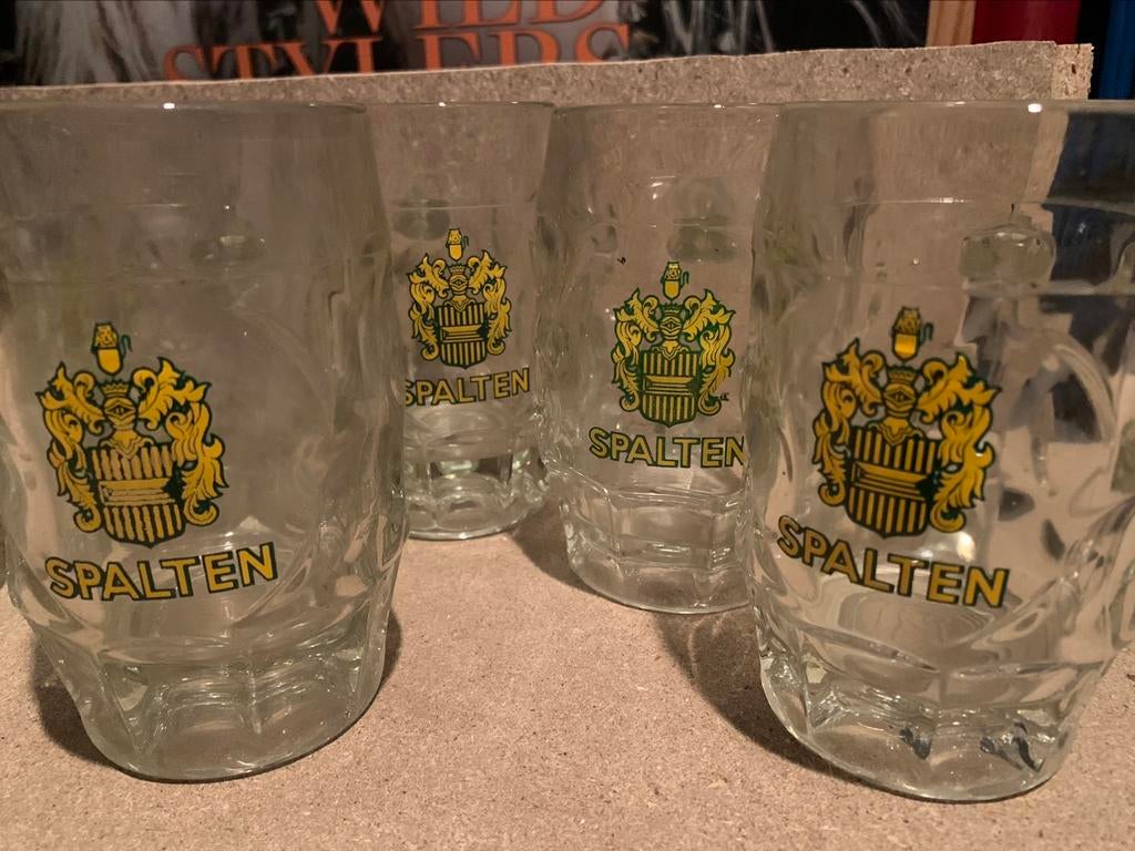 Spalten bierglazen (voorheen Stella Artois) 50's 2 soorten, Verzamelen, Ophalen of Verzenden, Gebruikt, Pul(len), Stella Artois