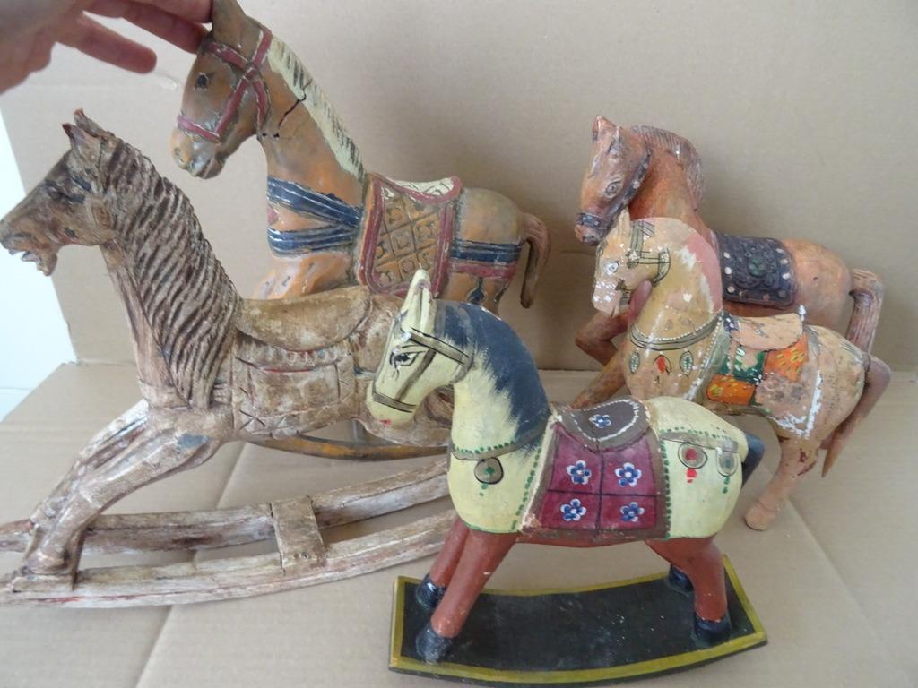 Curiosa beeld paard hobbelpaard houten paarden 5x Opknappers, Antiek en Kunst, Curiosa en Brocante, Ophalen of Verzenden