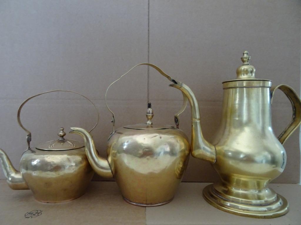 Antieke perenketel appelketel koffiepot 3x Ook los te koop, Ophalen of Verzenden, Koper