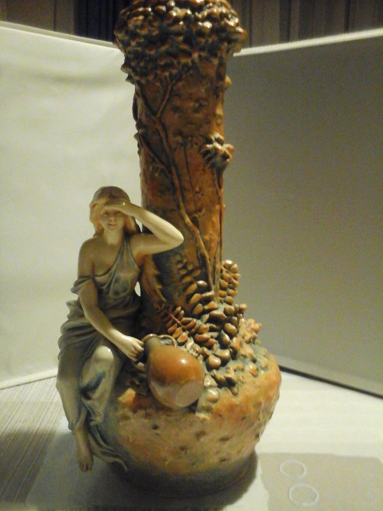 Vase faïence sculpturale Art Nouveau/Bernard Bloch 38.50cm, Enlèvement ou Envoi
