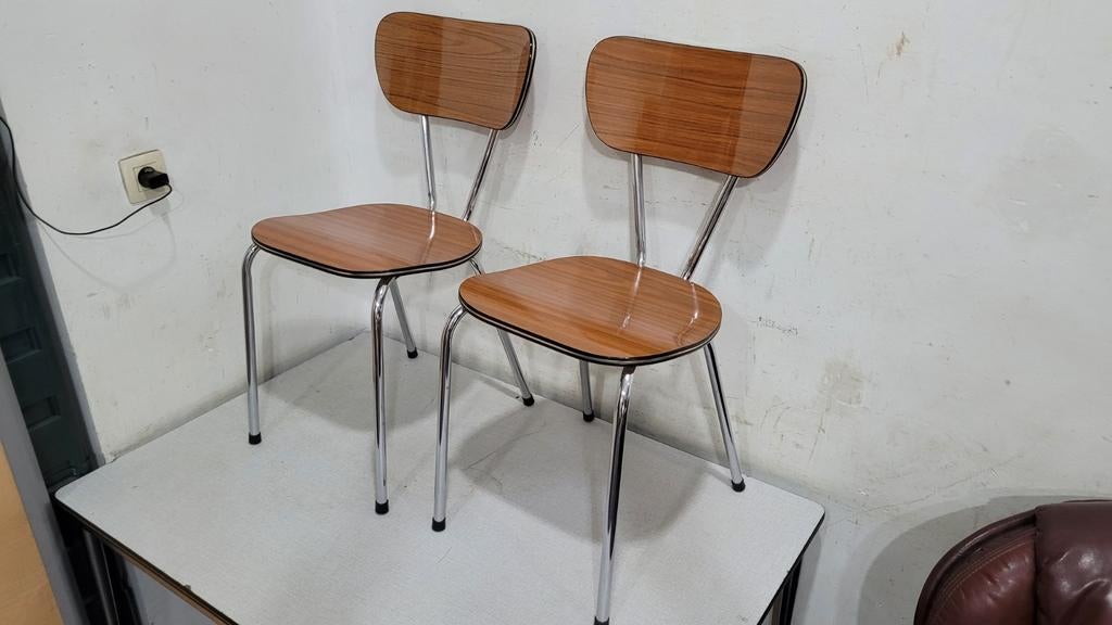 ancienne deux chaises en formica vintage couleur marron anne, Enlèvement ou Envoi, Comme neuf
