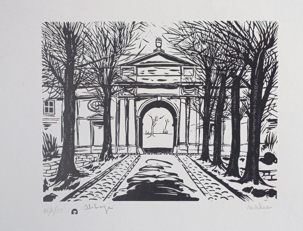 Wilchar Abbaye litho gesigneerd  genummerd 50ex VUB, Ophalen of Verzenden