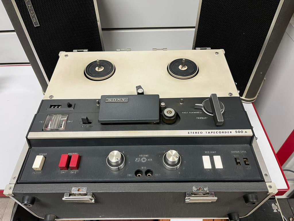 Sony Stereo Tapecorder 500A + originele luidsprekers-60s, Ophalen, Bandrecorder