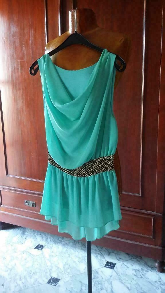 Top of kort jurkje azuurblauw met goud nieuw, Kleding | Dames, Maat 38/40 (M), Blauw, Nieuw, Ophalen of Verzenden