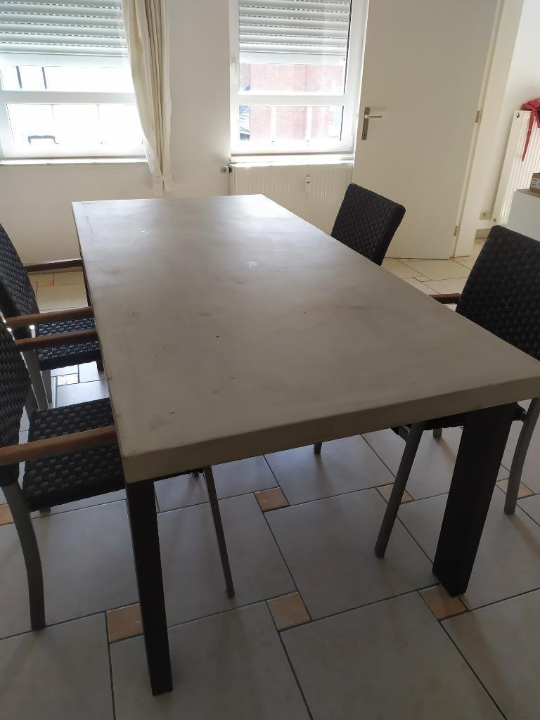 Table béton ciré pour intérieur ou terrasse, 150 à 200 cm, Cinq personnes ou plus, Comme neuf, Enlèvement