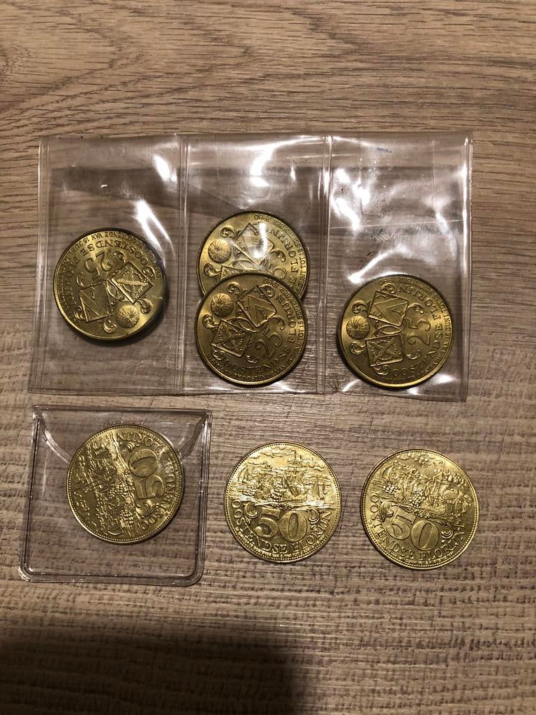 4 Oostendse Florijn 25 en 3 Oostendse Florijn 50, Postzegels en Munten, Ophalen of Verzenden