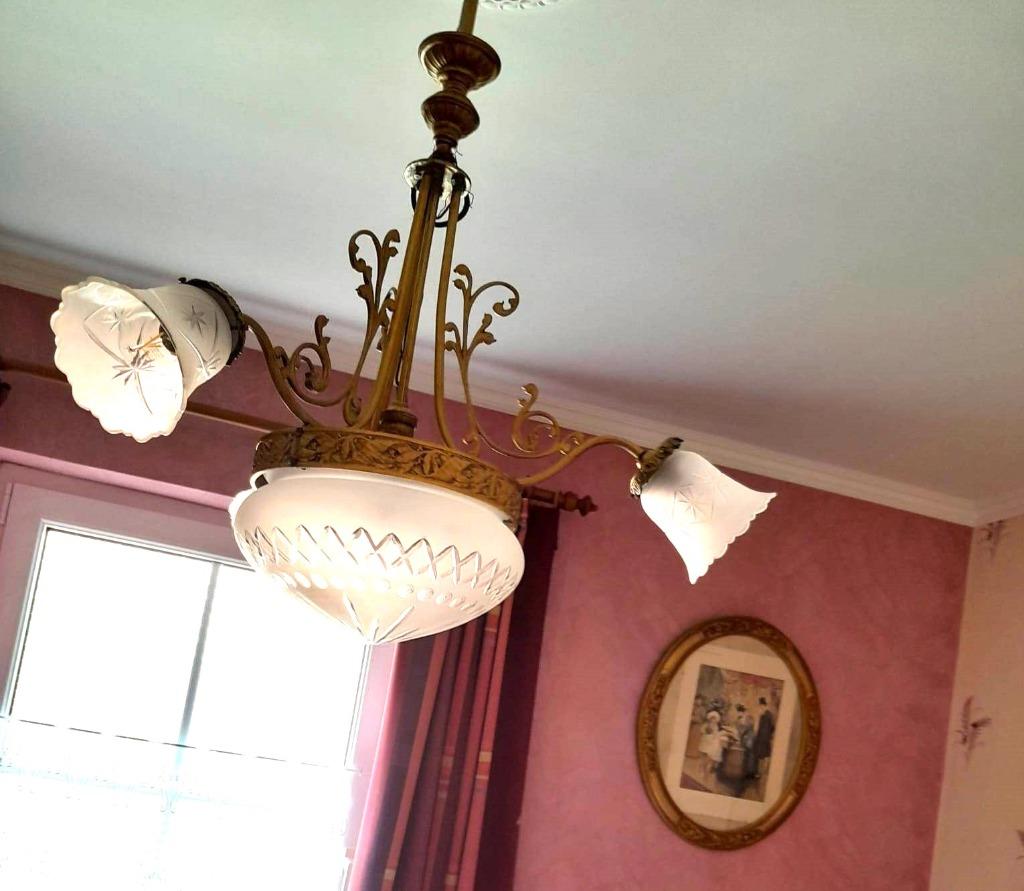 Lustre cuivre et opaline, Antiquités & Art, Enlèvement