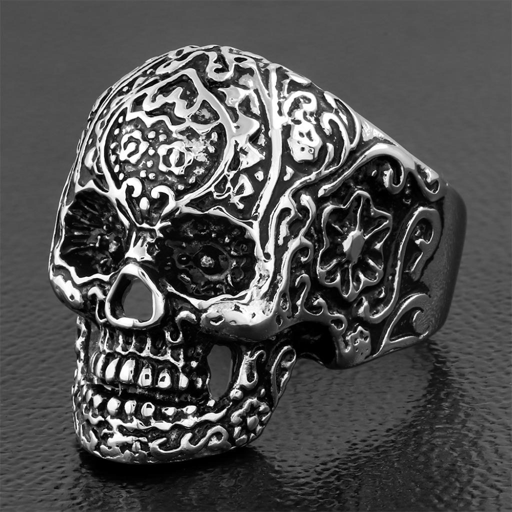 Bague biker tête de mort gothique vintage en acier inoxydabl, Bijoux, Sacs & Beauté, Bagues, Neuf, Femme ou Homme, Fer ou Acier