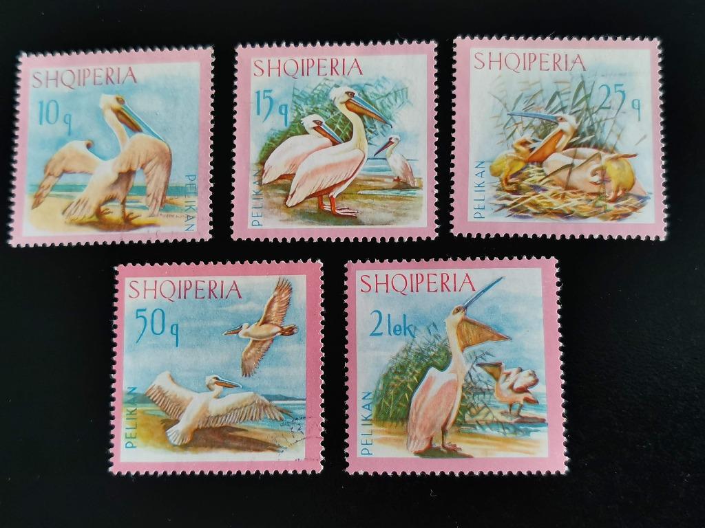 Albanie 1967 - reeks vogels - Kroeskoppelikaan, Ophalen of Verzenden, Overige landen, Gestempeld