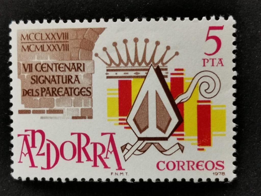 Andorre espagnole 1978 - 700 ans du traité de parage, Enlèvement ou Envoi, Non oblitéré