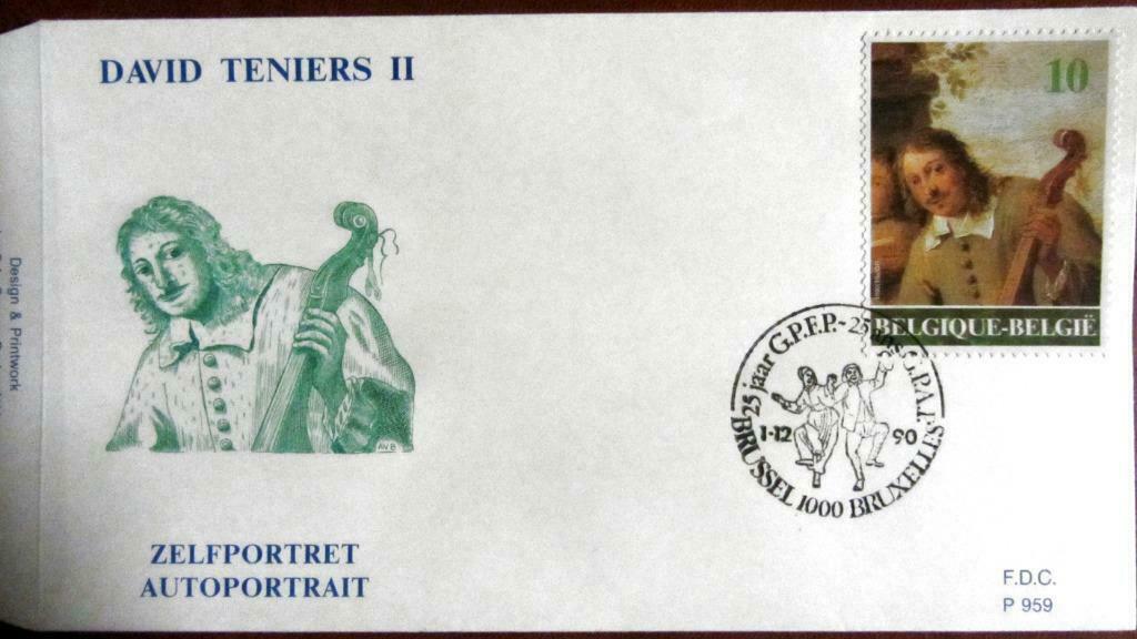 FIRST DAY COVER- SCHILDERIJEN- SCHILDERS- DAVID TENIERS II, Ophalen of Verzenden, Gestempeld, Overige thema's