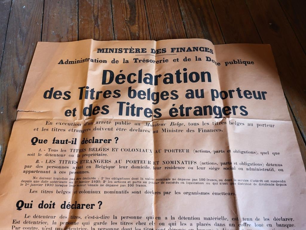 déclarations financières, Belgique 2WW, Verzamelen, Militaria | Tweede Wereldoorlog, Ophalen of Verzenden
