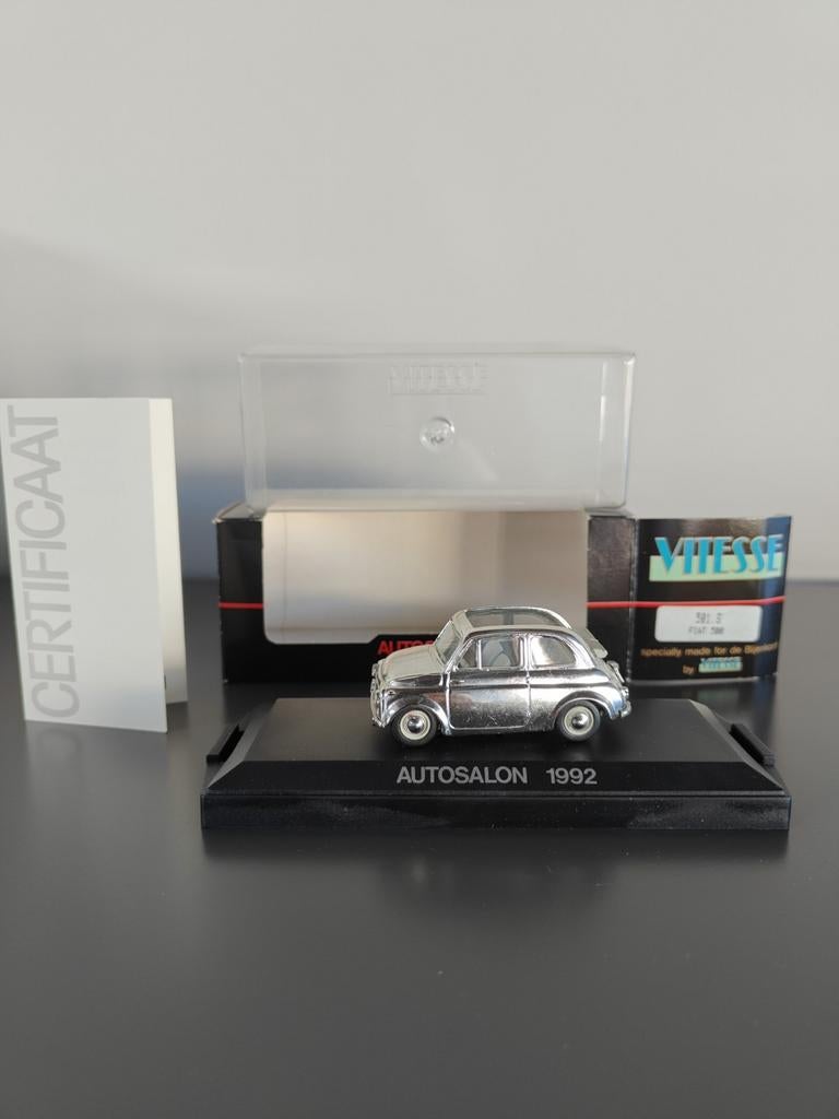 modelauto van een Fiat 500 1992 ter gelegenheid v autosalo, Ophalen of Verzenden, Zo goed als nieuw, Auto