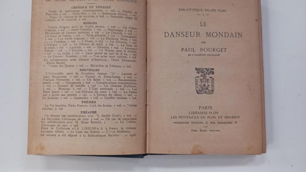 Le danseur mondain. 1926  Paul Bourget., Ophalen