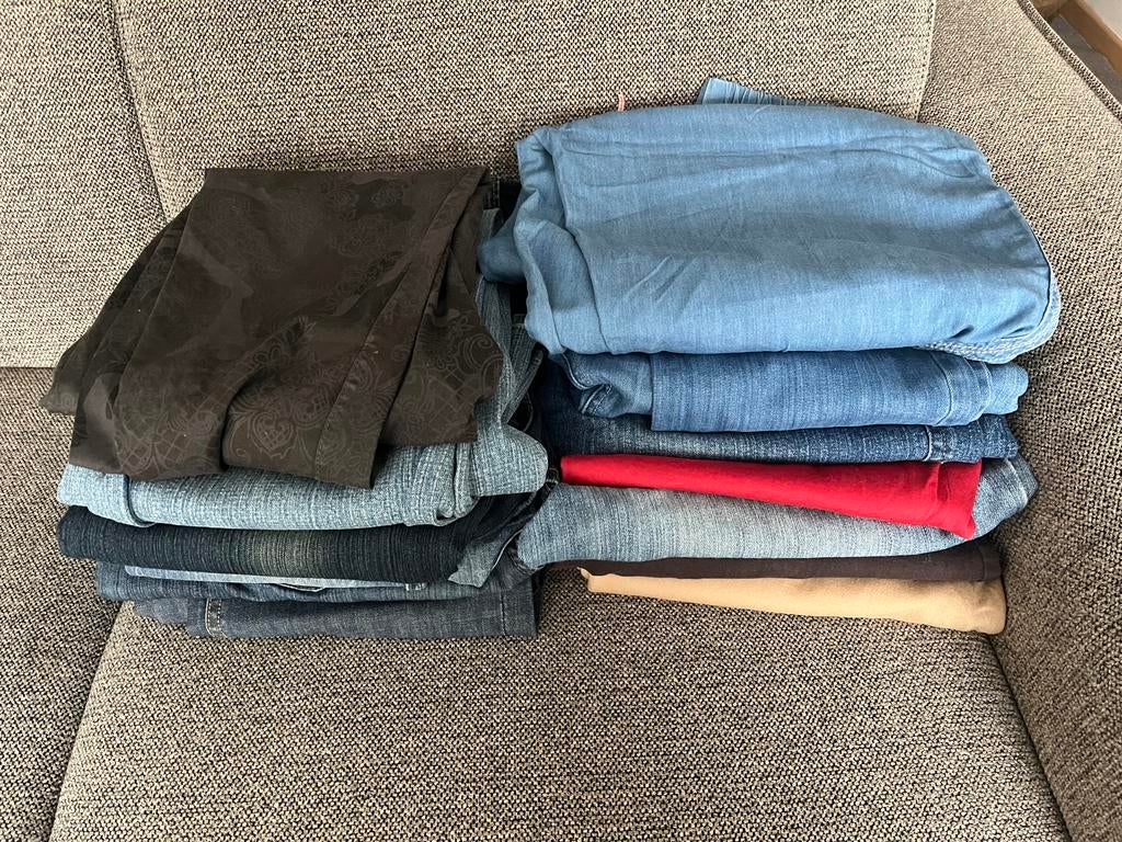 Pakket 15jeansbroeken/broeken merken maat 44-46, Kleding | Dames, Ophalen, Zo goed als nieuw, W33 - W36 (confectie 42/44), Overige kleuren