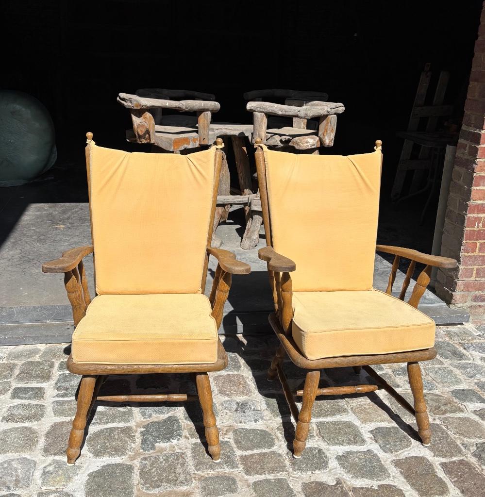 Set stevige stoelen met kussen, Huis en Inrichting, Stoelen, Gebruikt, Twee, Bruin, Rustiek