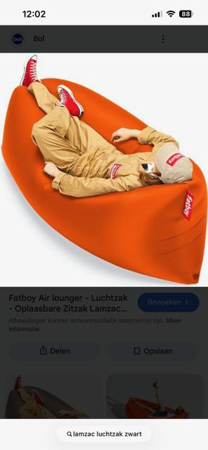 Fatboy Lamzac (zwarte kleur) : ONGEOPEND !, Huis en Inrichting, Zitzakken, Ophalen, Nieuw, Zwart, Zitzak