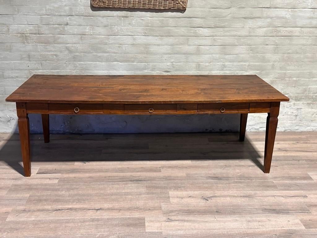 Boerentafel met 3 lades - 250 x 99 cm + 78 cm hoog, Maison & Meubles, Tables | Tables à manger, Comme neuf, 50 à 100 cm, 200 cm ou plus