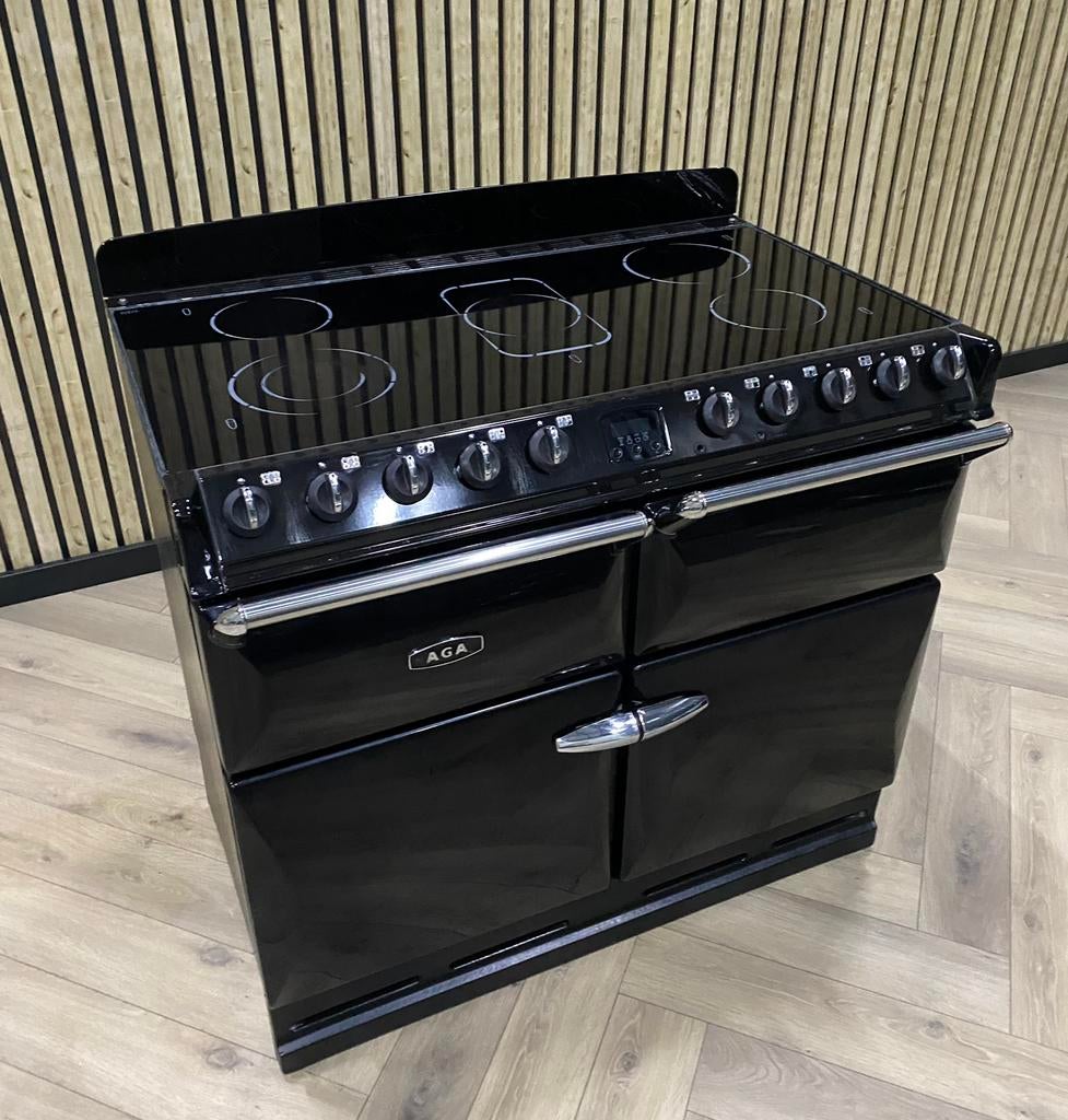 AGA Masterchef II Keramisch Deluxe 100cm + 4 Ovens (ZWART), Warmhoudplaat, 60 cm of meer, Keramisch, Ophalen of Verzenden