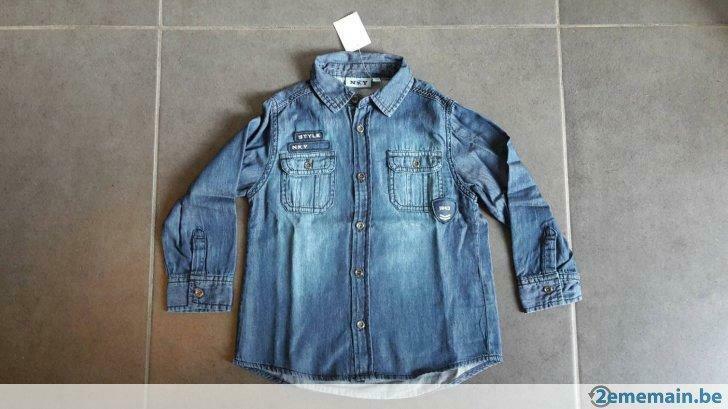 Chemise en jeans garçon - 5 ans - 110 cm - NEUF, Enlèvement ou Envoi, Neuf, Garçon, Chemise ou À manches longues