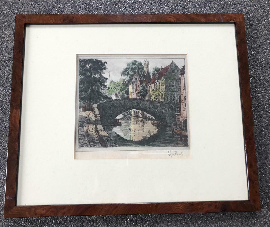 Albert Goethals (1885-1973) gravure Brugge, Antiek en Kunst, Ophalen of Verzenden