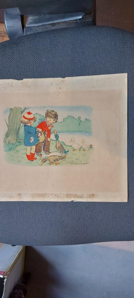 prent aquarel illustratrice Freddie Langeler Amsterdam, Enlèvement ou Envoi, Utilisé, Gravure