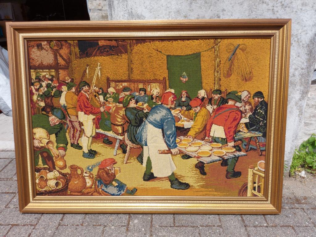Ingekaderd borduurwerk schilderij Breugel, Antiek en Kunst, Ophalen